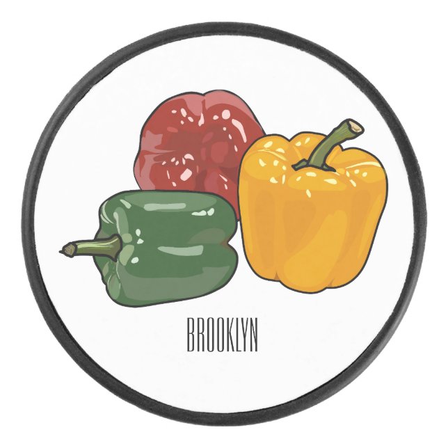 Capsicum cartoon illustration hockey puck (Front)