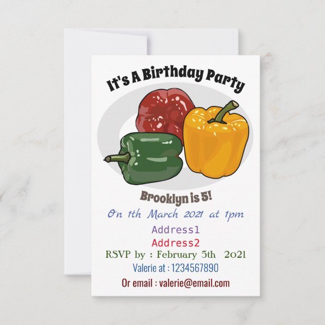 Capsicum cartoon illustration invitation (Front)