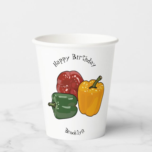 Capsicum cartoon illustration paper cups (Front)