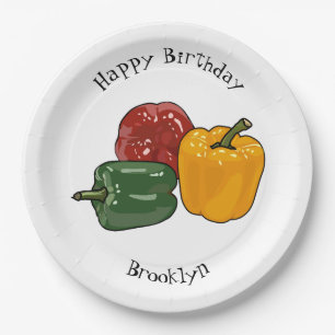 Capsicum cartoon illustration paper plate