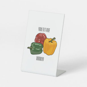 Capsicum cartoon illustration pedestal sign