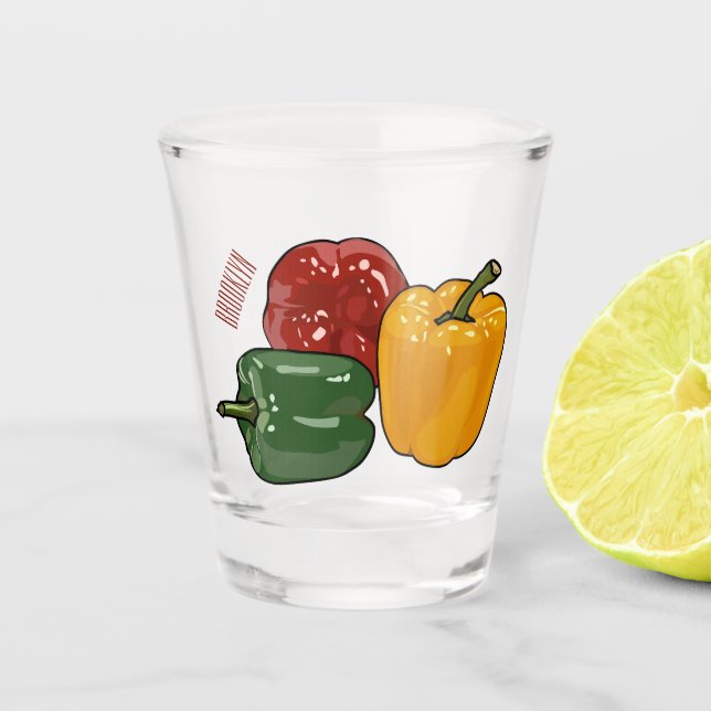 Capsicum cartoon illustration shot glass (Front)