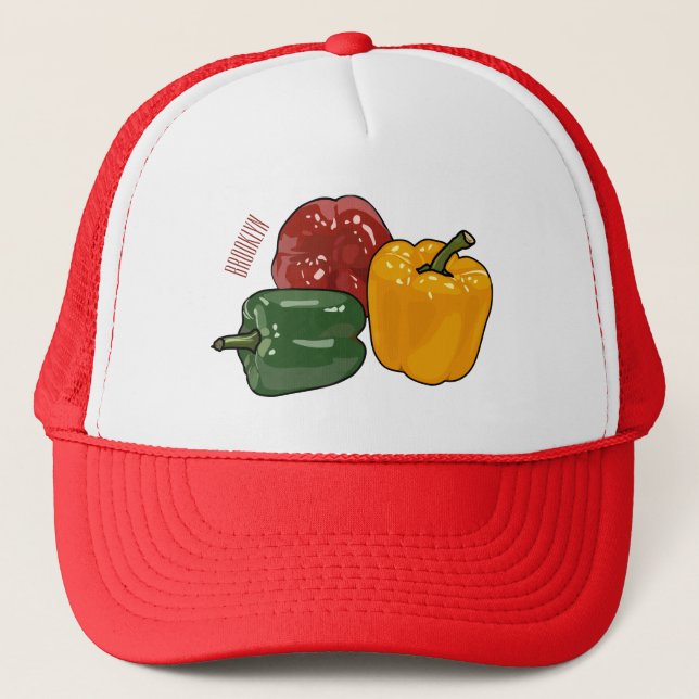 Capsicum cartoon illustration trucker hat (Front)