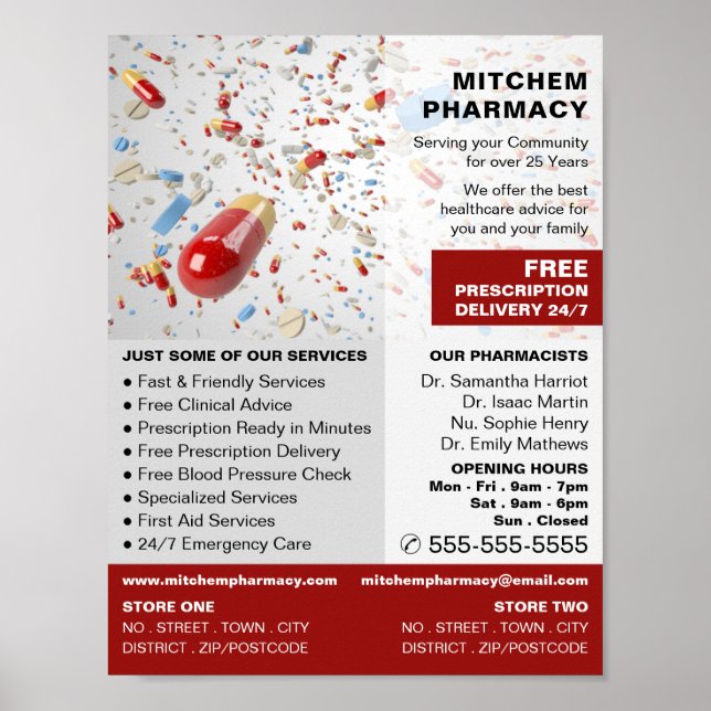 Capsule Design, Pharmacy, Pharmacists Advertising Poster (Front)