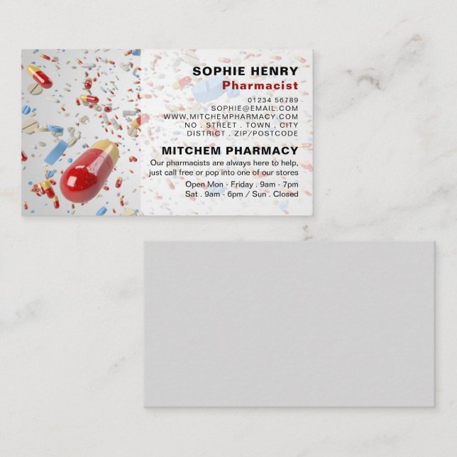 Capsule Design, Pharmacy, Pharmacists Business Card (Front/Back)
