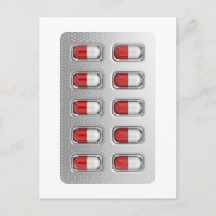 Capsules in blister pack postcard