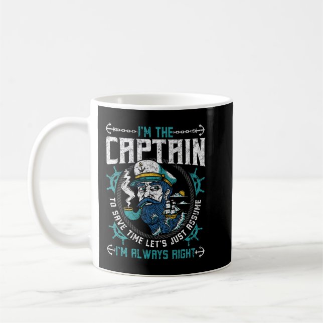 Captain Always Right Pontoon Boat And Boating Gift Coffee Mug (Left)