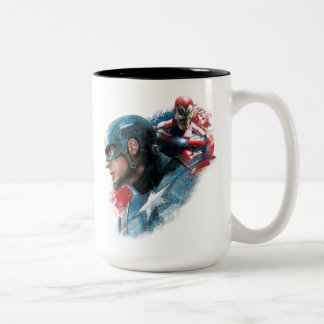 Captain America And Iron Man Painting Two-Tone Coffee Mug