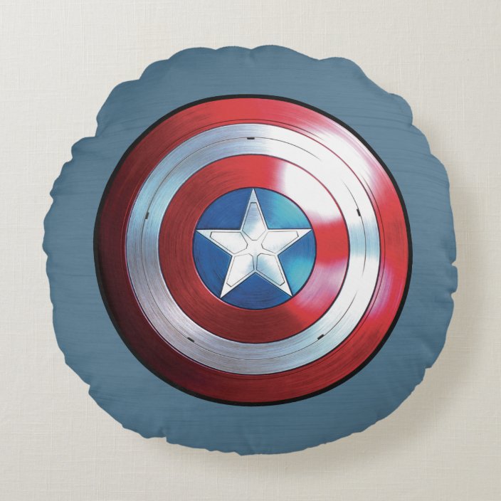 Captain America Shield Badge Round Cushion Zazzle.co.uk