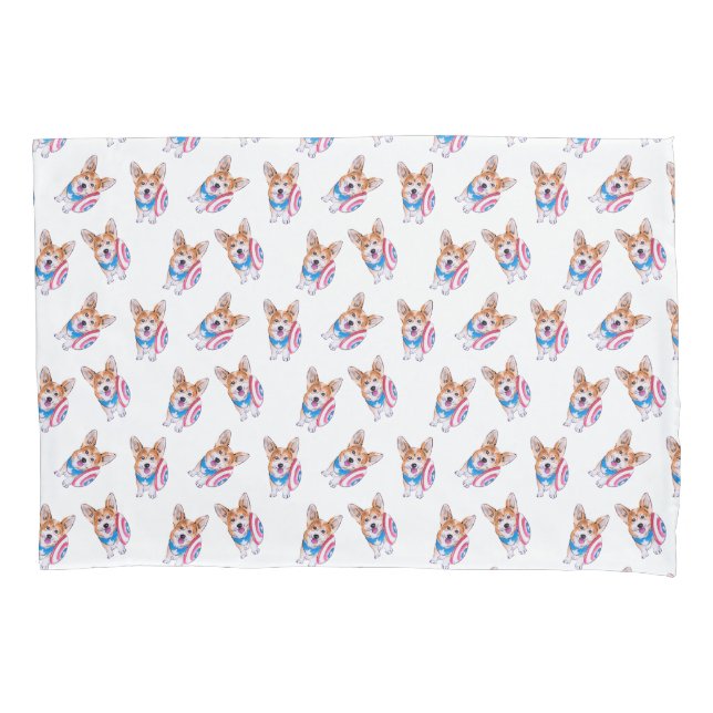 Captain Americorgi pattern Pillowcase (Front)