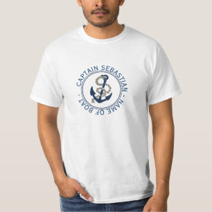 Captain Anchor And Rope Personalised T-Shirt