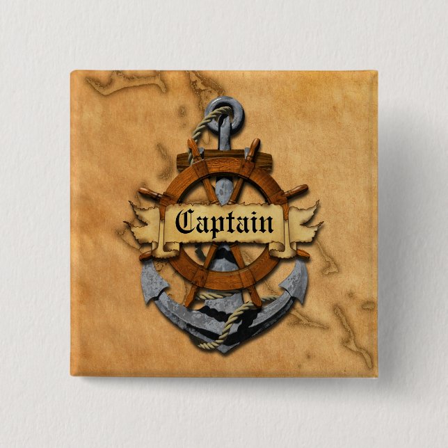 Captain Anchor And Wheel 15 Cm Square Badge (Front)