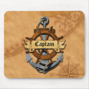Captain Anchor And Wheel Mouse Mat