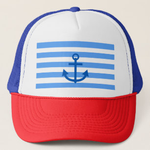 Captain, Anchor & Blue White   Trucker Hat