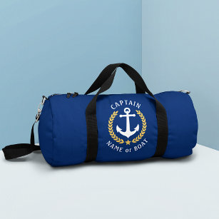 Captain Anchor Boat Name Gold Laurel Navy Gym Duffle Bag