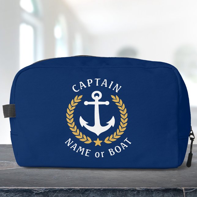 Captain Anchor Boat Name Gold Laurel Star Travel Dopp Kit (Creator Uploaded)