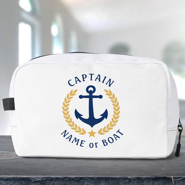 Captain Anchor Boat Name Gold Laurel Star Travel Dopp Kit (Creator Uploaded)