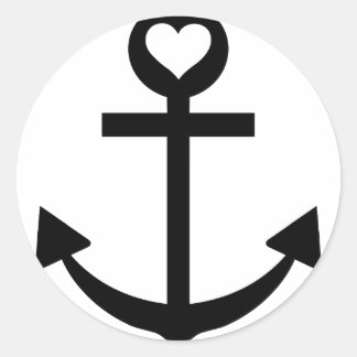 captain anchor heart classic round sticker