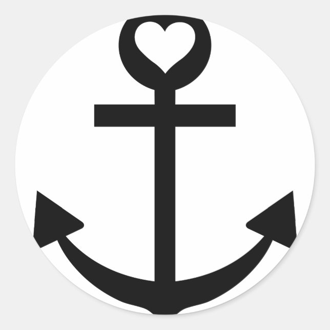 captain anchor heart classic round sticker (Front)