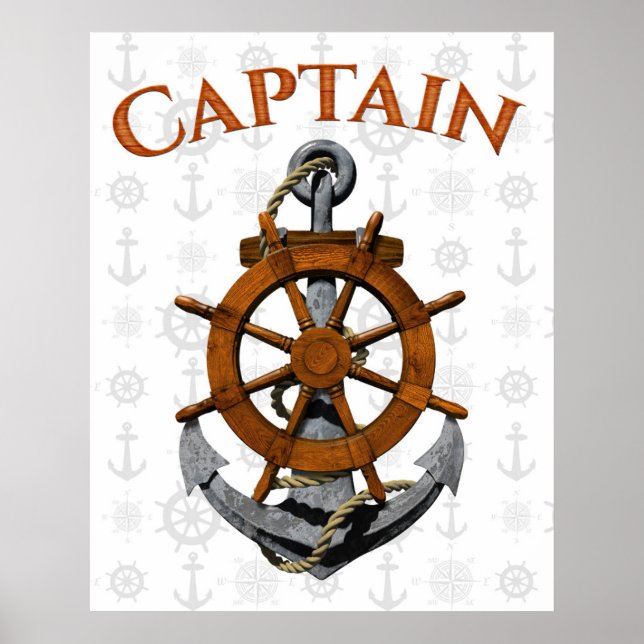 Captain Anchor Nautical Poster (Front)