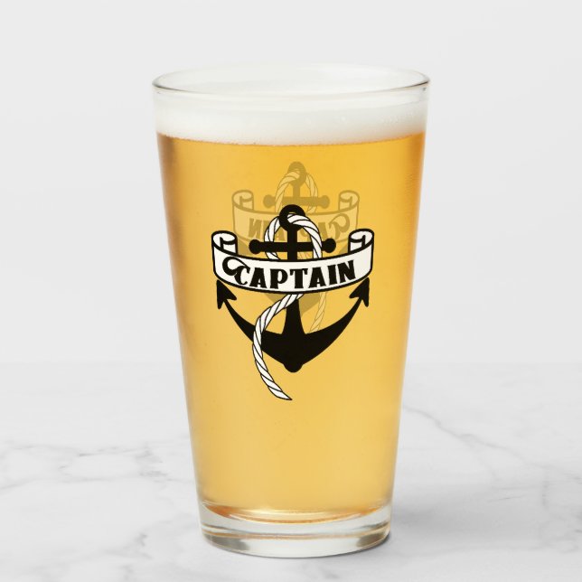 Captain Anchor Sailing Rope Nautical Glass (Back Filled)