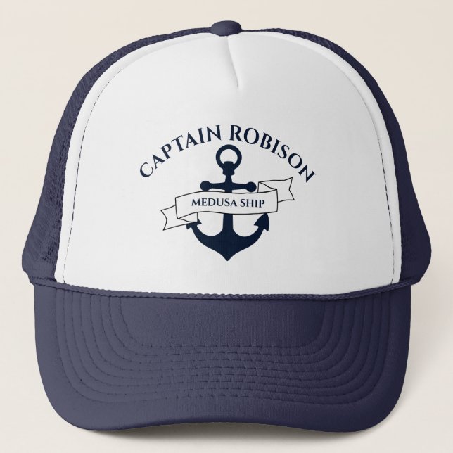 Captain and ship name trucker hat (Front)