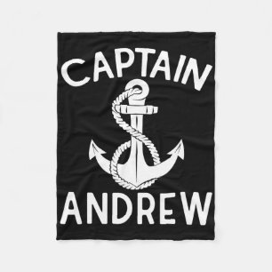 Captain Andrew Boating Boat Yacht Ship Anchor Fleece Blanket