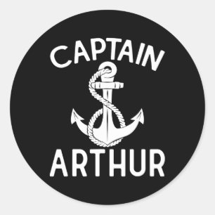 Captain Arthur Boating Anchor Boat Ship Yacht Classic Round Sticker