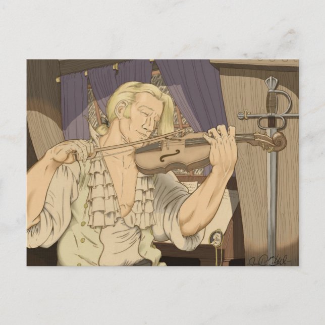 Captain Aubrey and His Fiddle Postcard (Front)