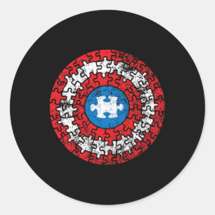 Captain Autism Aspergers Awareness Superhero Puzzl Classic Round Sticker