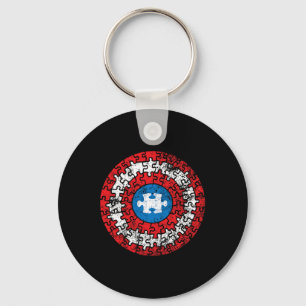 Captain Autism Aspergers Awareness Superhero Puzzl Key Ring