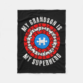 Captain Autism My Grandson Is My Superhero Autism Fleece Blanket