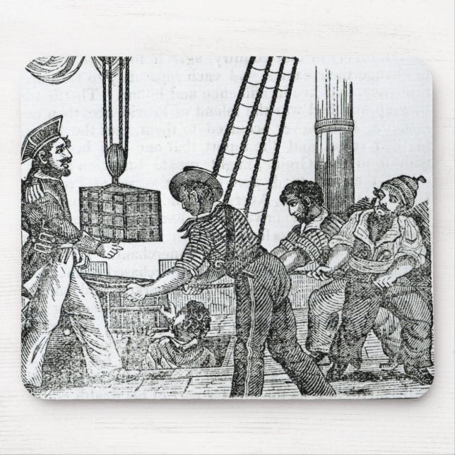 Captain Avery receiving three chests of Treasure Mouse Mat (Front)