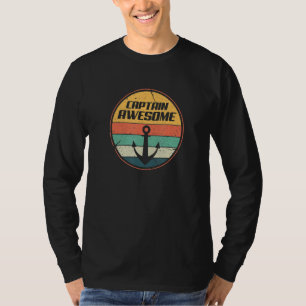 Captain Awesome Boat Captain Boating Anchor Vintag T-Shirt