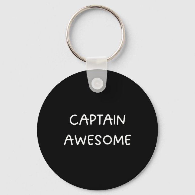 Captain Awesome Funny Boating Boat Captain  Key Ring (Front)