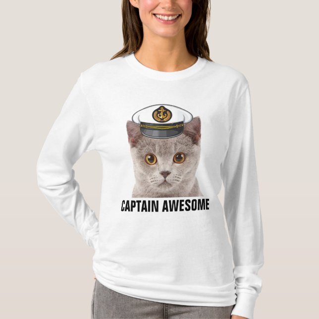 CAPTAIN AWESOME, Funny CAT T-Shirts (Front)