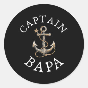 Captain Bapa Boat Sailing Boating Vintage Anchor F Classic Round Sticker