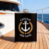 Captain Boat Name Anchor Gold Style Laurel Black