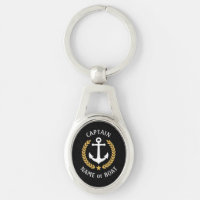 Captain Boat Name Anchor Gold Style Laurel Metal