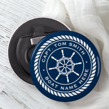 Captain boat name rope frame nautical ship's wheel