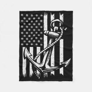 Captain Boat Sailor Anchor Vintage Nautical Sailin Fleece Blanket