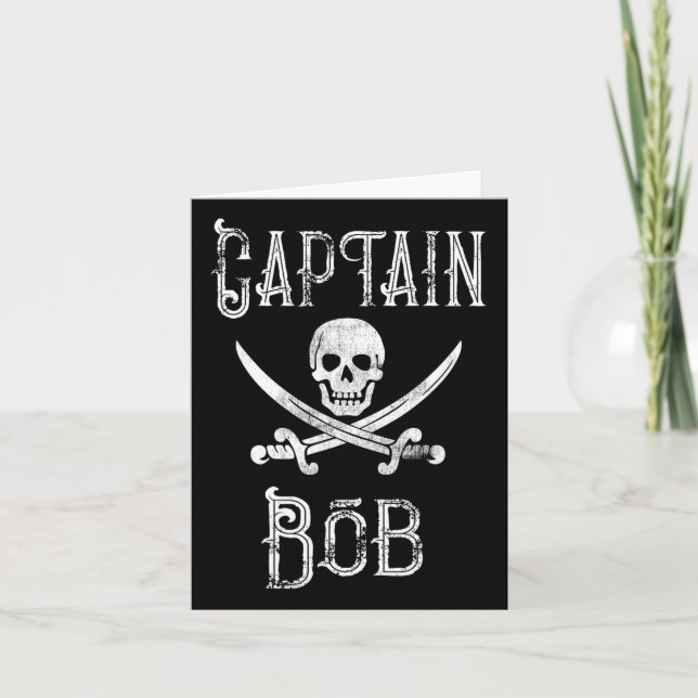 Captain Bob - Vintage Personalised Pirate Boating  Card (Front)
