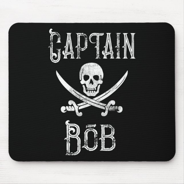 Captain Bob - Vintage Personalised Pirate Boating  Mouse Mat (Front)
