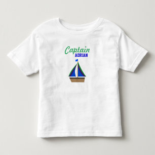 Captain Boy's Name Sailboat Toddler T-Shirt