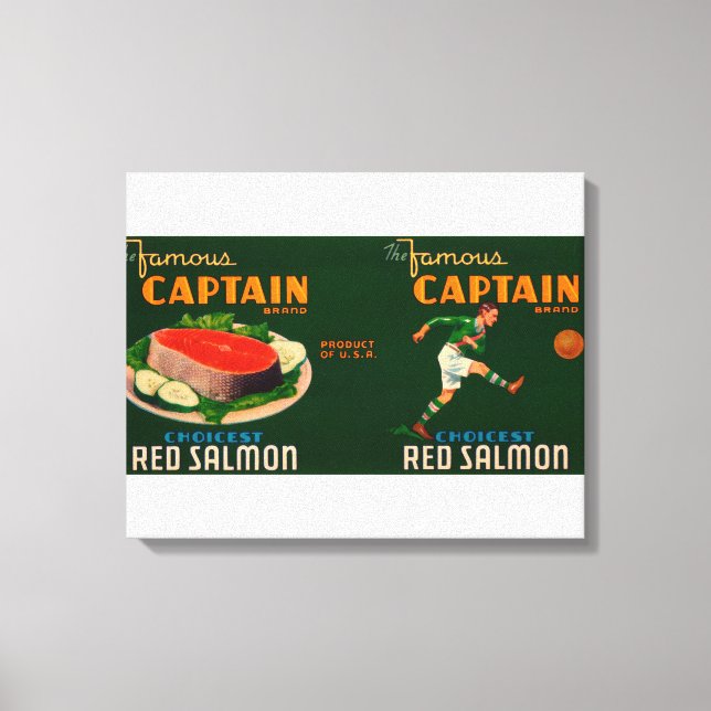 Captain Brand Salmon Label Canvas Print (Front)