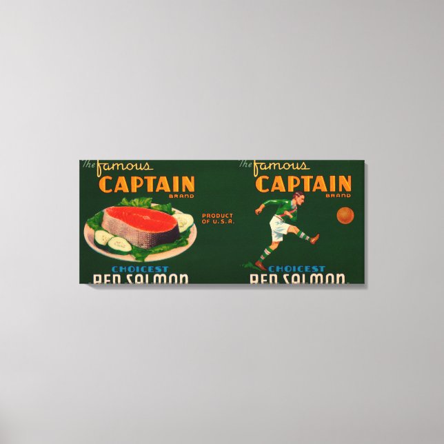 Captain Brand Salmon Label Canvas Print (Front)