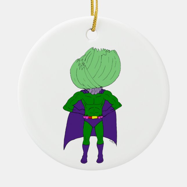 Captain Cabbage  Ceramic Tree Decoration (Front)