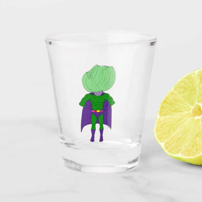 Captain Cabbage  Shot Glass (Front)
