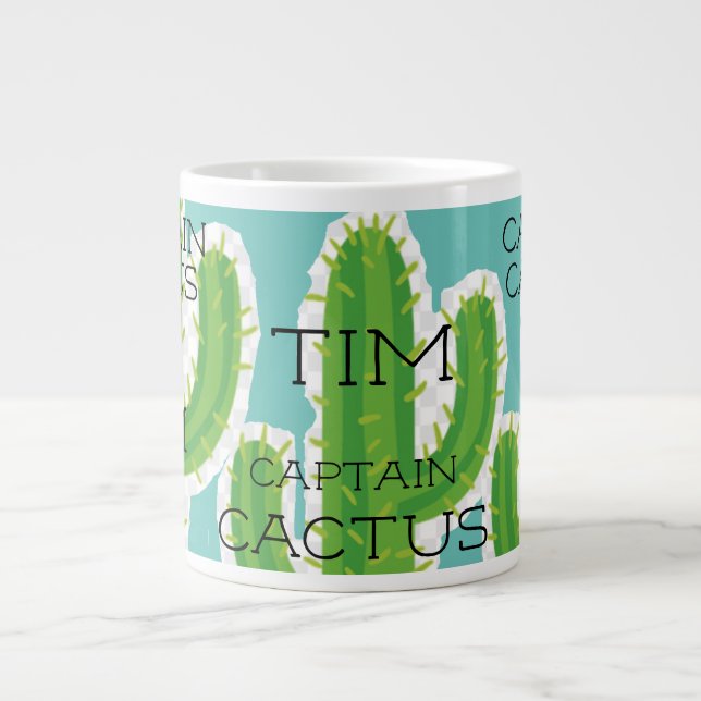“Captain Cactus” Special Design Jumbo Large Coffee Mug (Front)