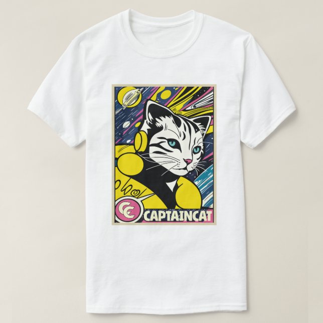Captain Cat Of Space T-Shirt (Design Front)